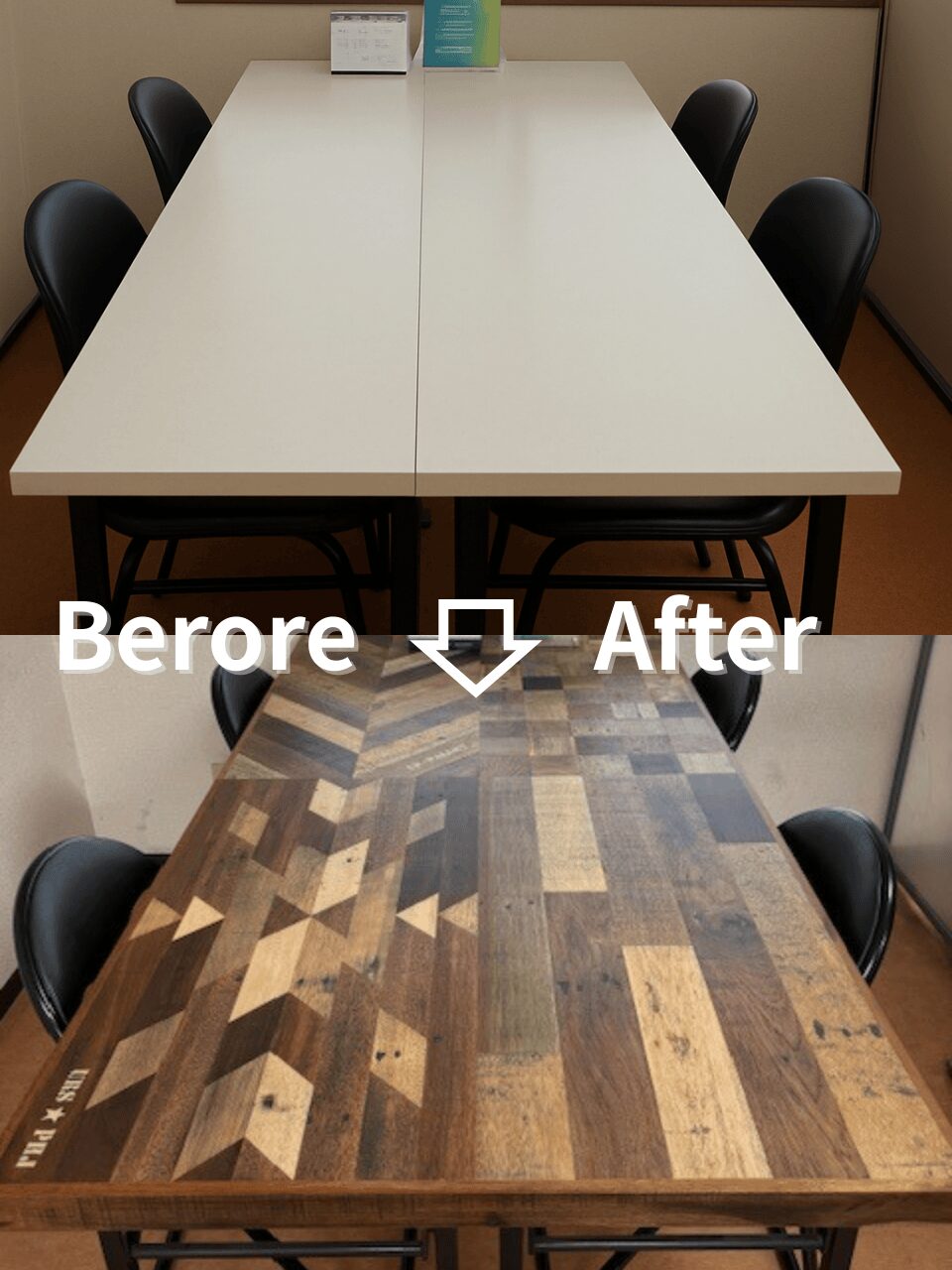 Before After パレットから生まれたテーブル